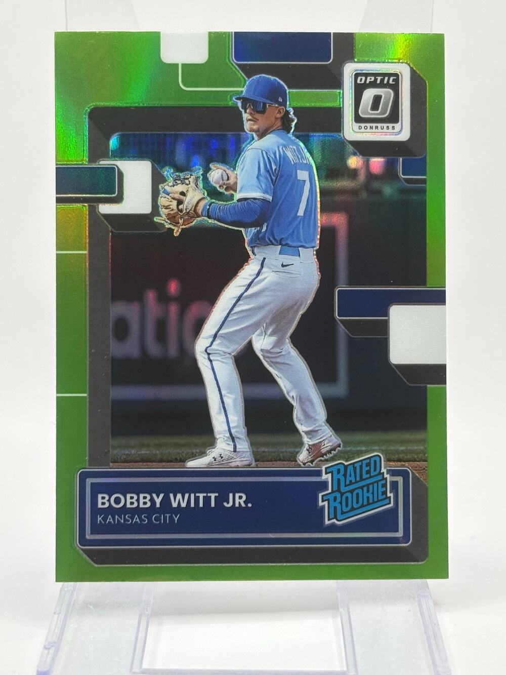 2022 Panini Donruss Optic Bobby Witt Jr. Rated Rookie Lime Green Prizm Royals RC - Picture 1 of 2